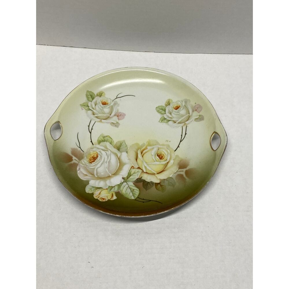 Antique Style Vintage Floral Rose Plate Germany Style Pre Owned